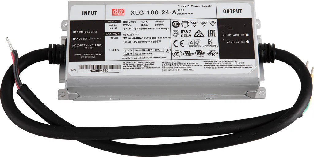 Alimentation 24V pour Rubans LED 96W Mean Well XLG-100-24-A Fiable