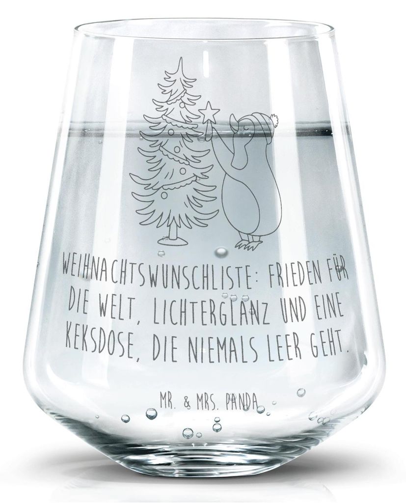 Mr. & Mrs. Panda Glas Pinguin Weihnachtsbaum - Transparent - Geschenk, Winter, Becherglas, Weihnachten, Dekoglas, Tumbler, Wasserglas, Trinkglas