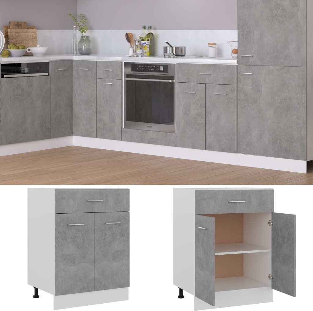 vidaXL Mobile basso con cassetti Grigio cemento 60x46x81,5 Immagine del prodotto 
