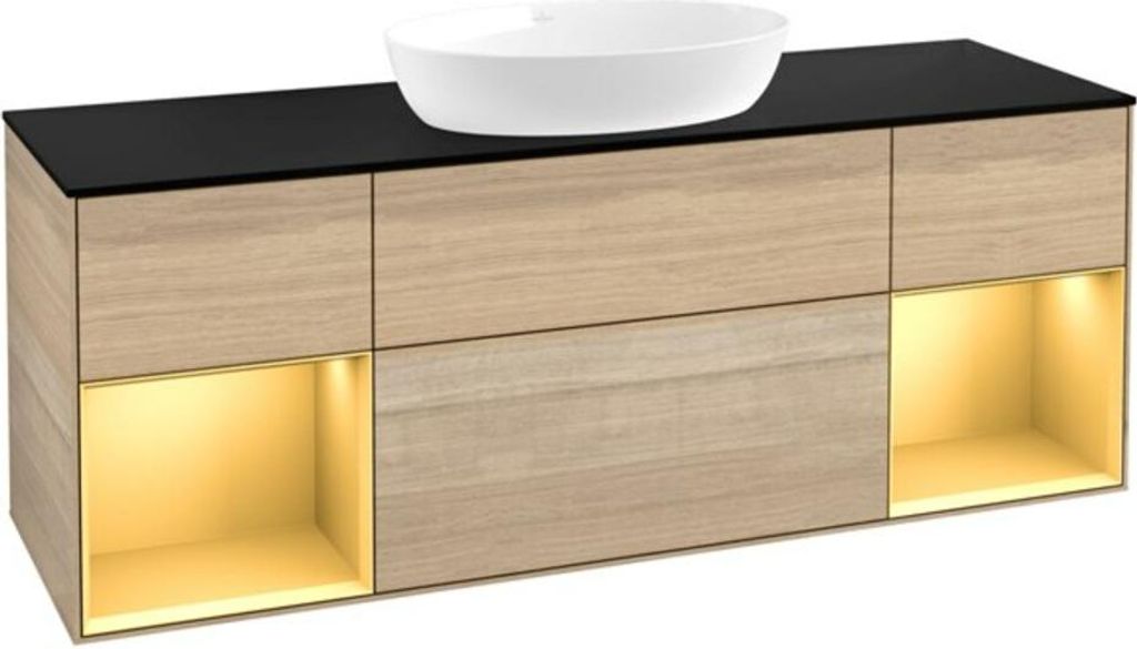 V&B Waschtischunterschrank Finion 160cm, Pl bla m, Reg gol m Lac, Oa ven