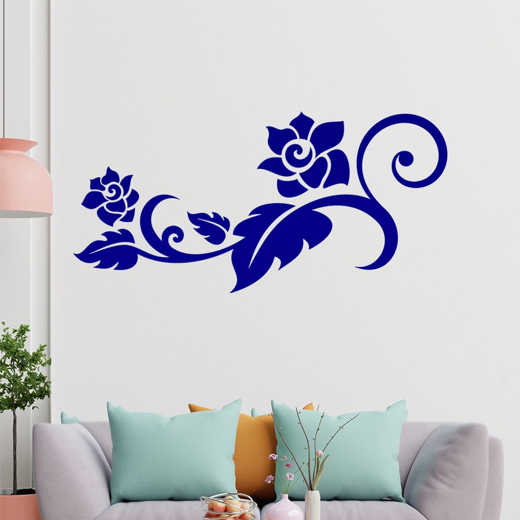 Rose - Linien Wandtattoo in 6 Größen - Wandaufkleber Wall Sticker - Dekoration, Küche, Wohnzimmer, Schlafzimmer, Badezimmer