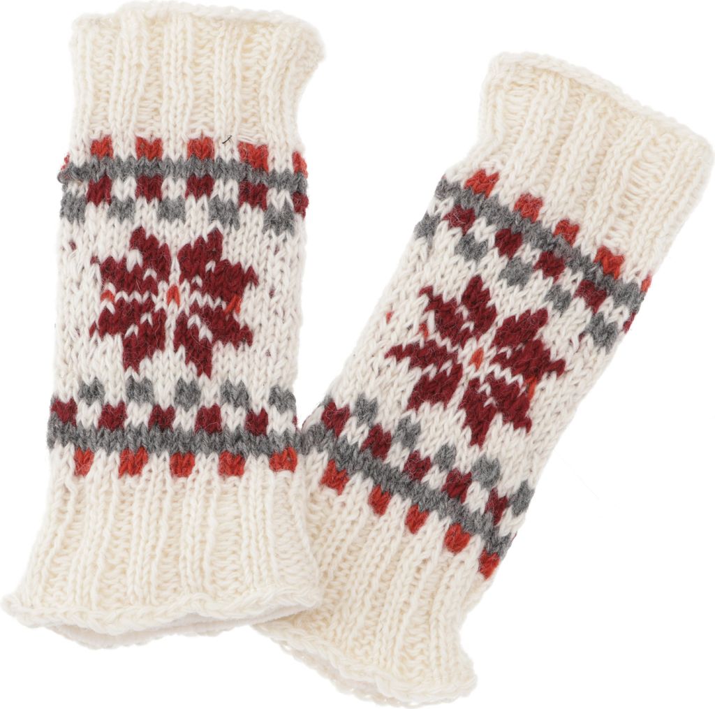Handgestrickte Wollstulpen aus Nepal, Gestrickte Beinstulpen aus Schurwolle - Wollweiß, Uni, Wolle,Wolle,Polyester, 30*13 cm, Socken & Beinstulpen
