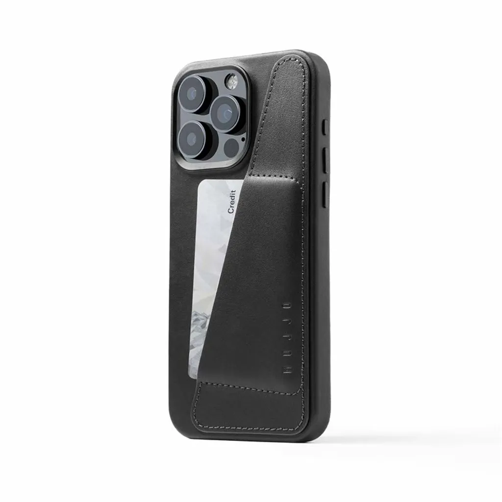 Coque Portefeuille Cuir iPhone 15 Pro Max MagSafe Mujjo Coloris Noir
