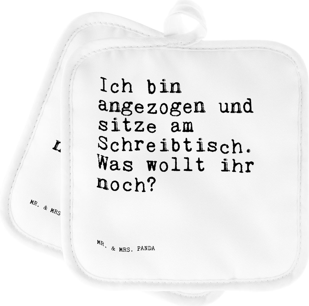 Mr. & Mrs. Panda Topfuntersetzer Ich bin angezogen und... - Weiß - Geschenk, Topflappen, Ofenlappen, Set, Kochlappen, Firmenfeier, Kollegen, Büro...