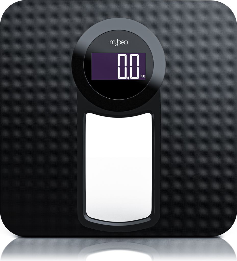 MyBeo Digitale Personenwaage Körperwaage - Badezimmer Waage im Slim Design - 6 mm Sicherheitsglas - großes LCD-Display, max. 150 kg, Messauflösu...