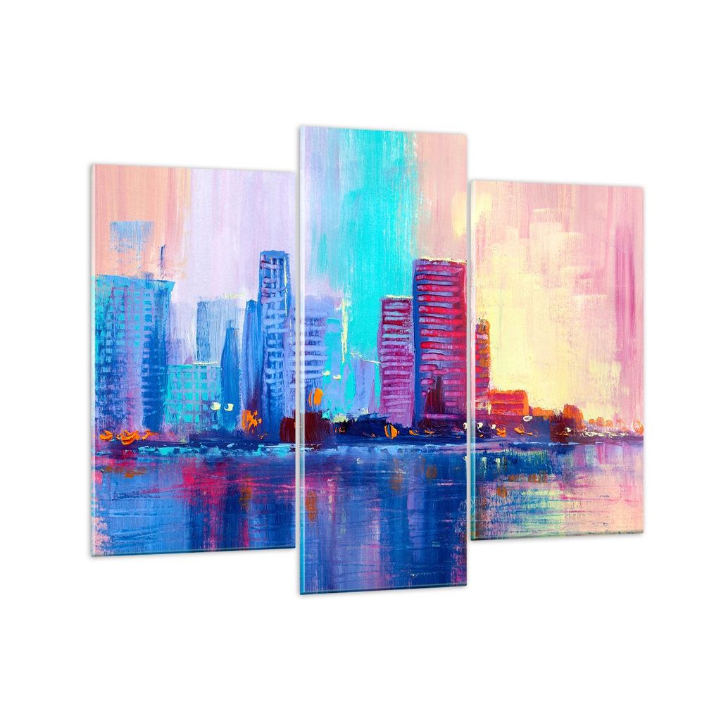 Bilder auf glas - Stadt Haus Straße - 130x100cm - Glasbilder - Wandbilder - Kunstdruck - zum Aufhängen bereit - Wanddekoration aus Glas - Glas Bi...