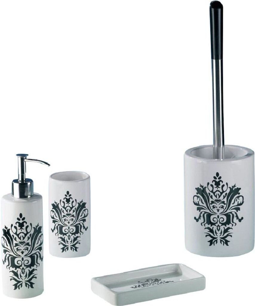 4tlg Set Bad Accessoires WC Bürste Seifenspender Zahnputzbecher Seifenschale Liz