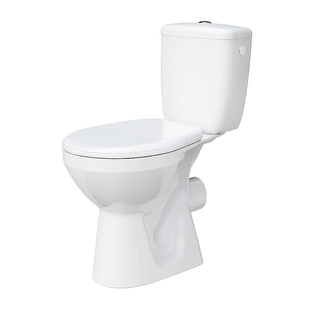 CERSANIT MITO Stand- WC Toilette Keramik Komplett Set mit Spülkasten WC- Sitz aus Polypropylen , für Waagerechten Abgang Wasseranschluss