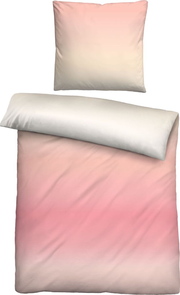biberna Seersucker Bettwäsche 0025006 FARBVERLAUF color: koralle, size: 1x 155x200 cm + 1x 80x80 cm