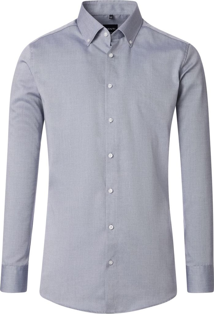 VENTI Herren Businesshemd Langarm Button-Down Modern-Fit Blau 43