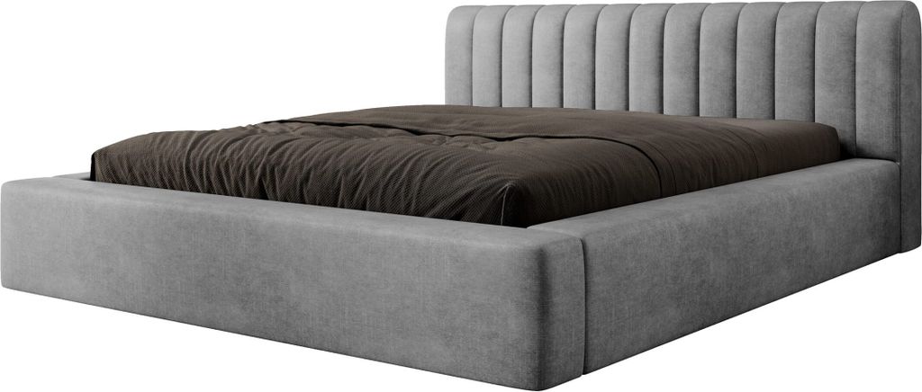 FEDVE Polsterbett Doppelbett Vurmat Schlafzimmer Bett Bettkasten 140x200cm Macau Grau