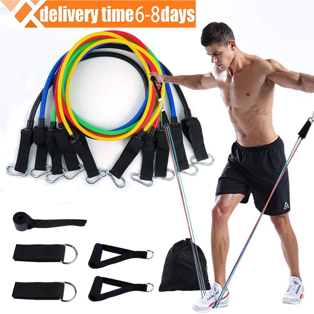 11 Stück Set Widerstandsbänder Gymnastikband Fitnessbänder Expander Neu Yoga 