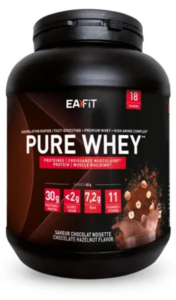 Whey Protéine Eafit Pure Whey 850g Chocolat Noisette Collation Sportive