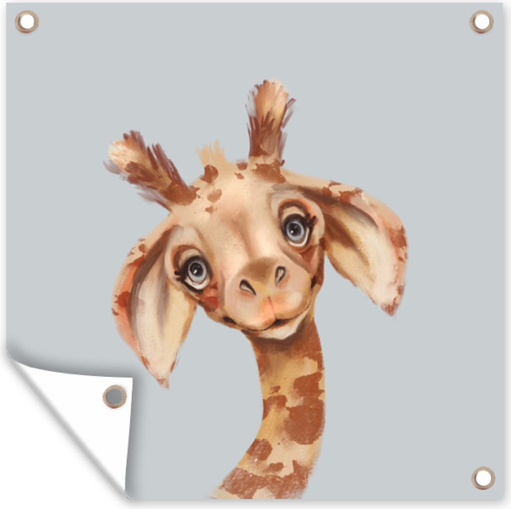 MuchoWow 100x100 cm Outdoor-Poster Gartendeko Sichtschutz Garten Poster für den Garten Giraffe - Dschungel - Tier