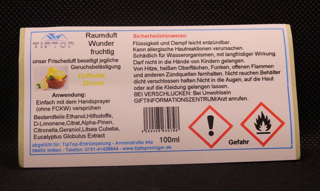Raumduft - Wunder - 100ml - fruchtig - mehrere Duftnoten zur Auswahl – Zitrone
