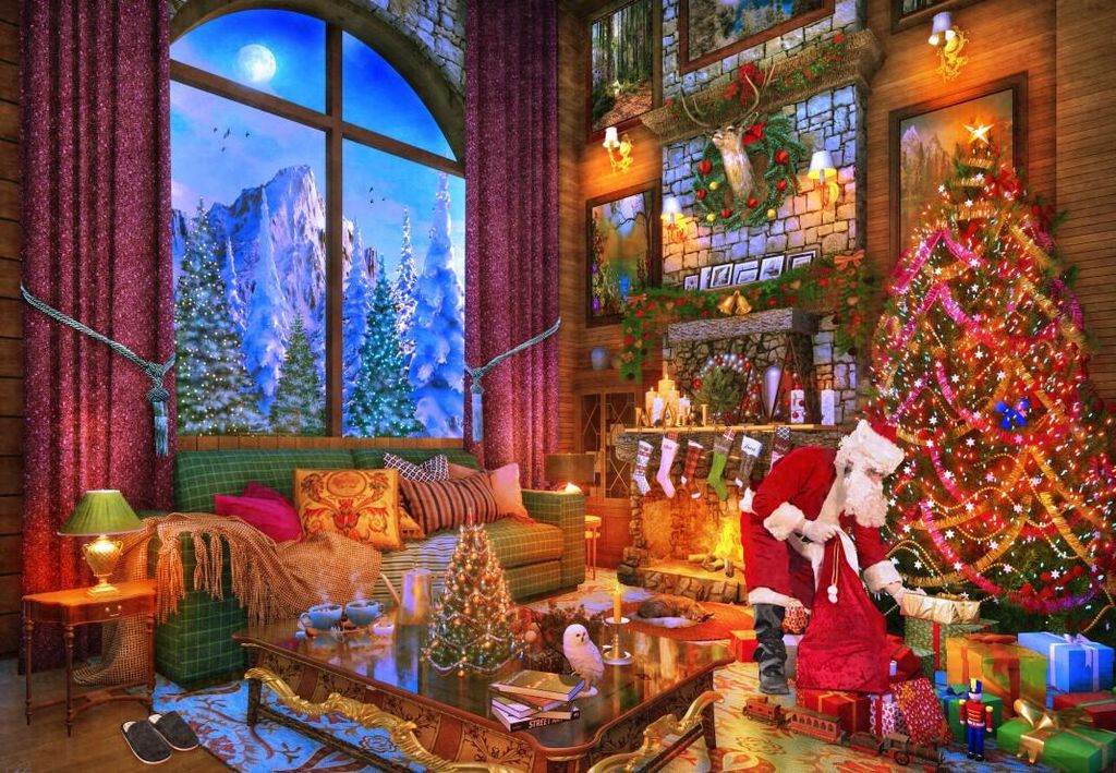 Bluebird Puzzle Weihnachts-Legespiel Christmas Lodge - 1000 Teile