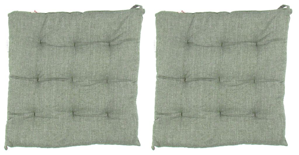 2er Set Pastellgrüne Sitzkissen Stuhlauflagen 9-Punktesteppung mit Befestigungsbänder für Innen und Außen 40x40x5cm