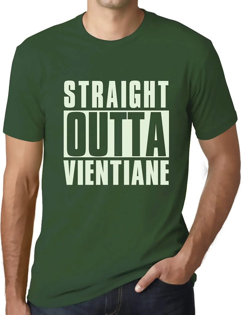 Herren Grafik T-Shirt Direkt aus Vientiane – Straight Outta Vientiane – Öko-Verantwortlich Vintage Jahrgang Kurzarm Lustige Druck Geburtstag G...