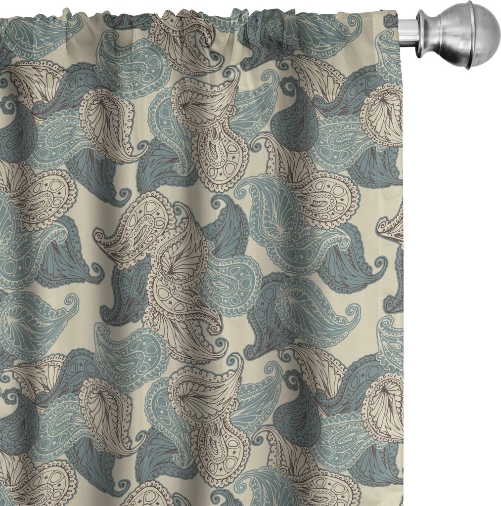 ABAKUHAUS Paisley Vorhänge, Gardinen, Motive aus der persischen Kultur Teardrop Form Swirled Tipp Orientalischen Nahen Osten Muster, 2 Stück 75 x...