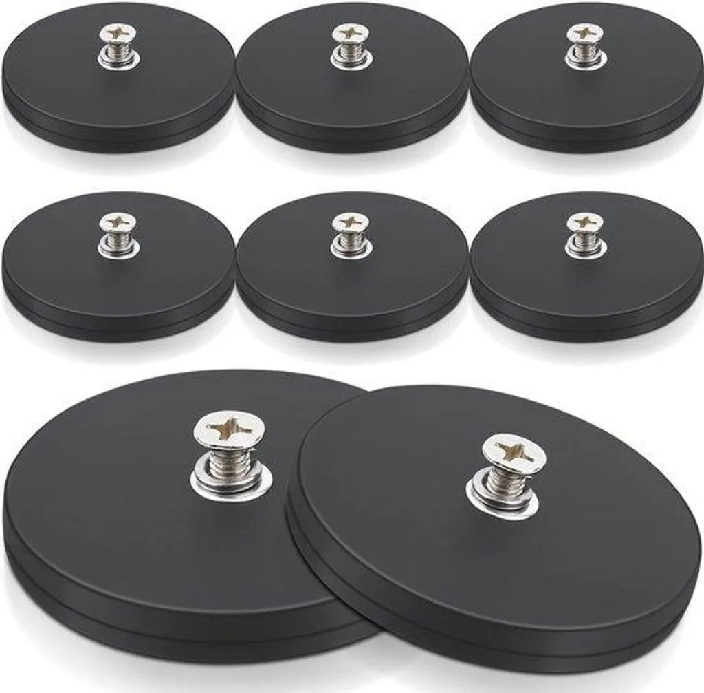 Plot Magnétique Caoutchouté 66mm, Aimant Néodyme avec Filetage M6 Femelle