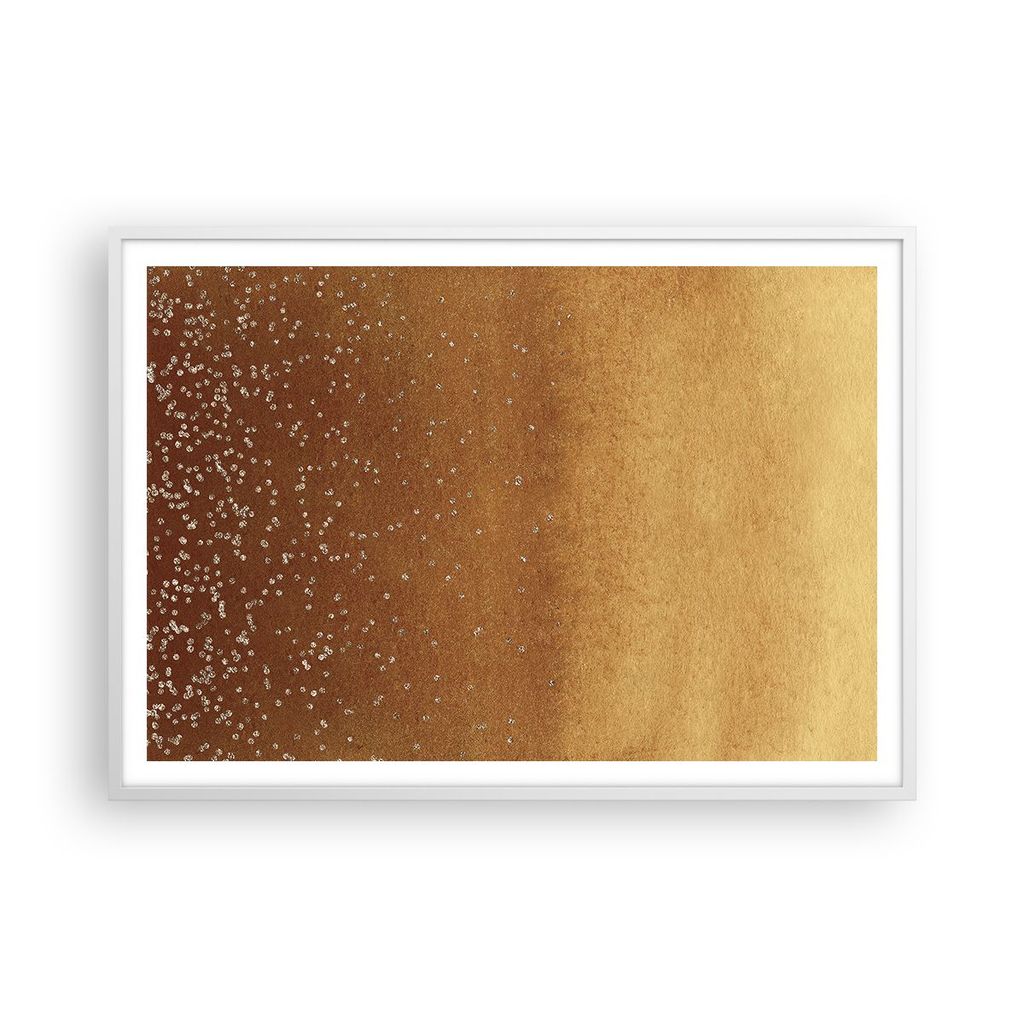 Gerahmtes Poster - Weißer Rahmen - Abstraktion Bier Gelb - 100x70 cm - Wand Bild - Wanddeko - Wandbilder - Kunstposter - Wandposter - Bilderrahmen...