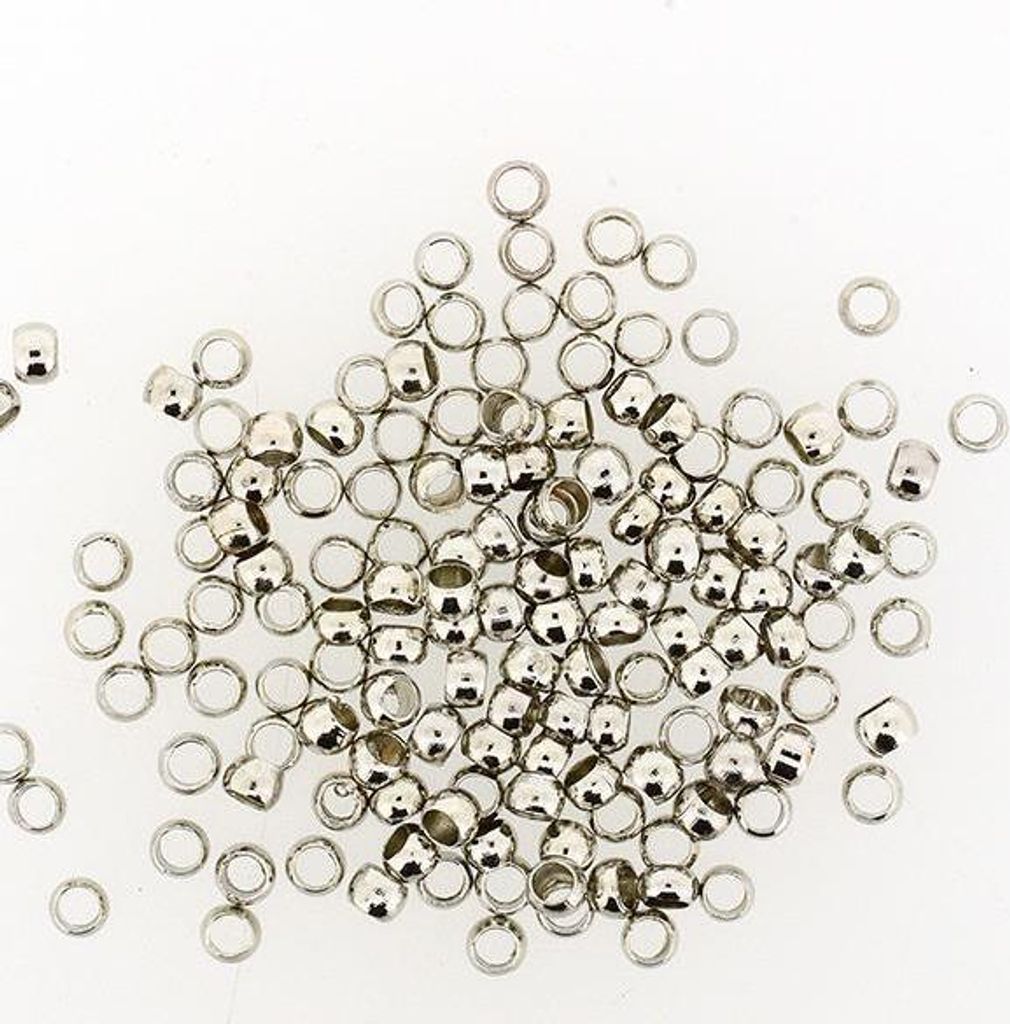 Metallquetschperlen platinfb, 1,8 mm 1,0gr = ca,75St Produktbild 