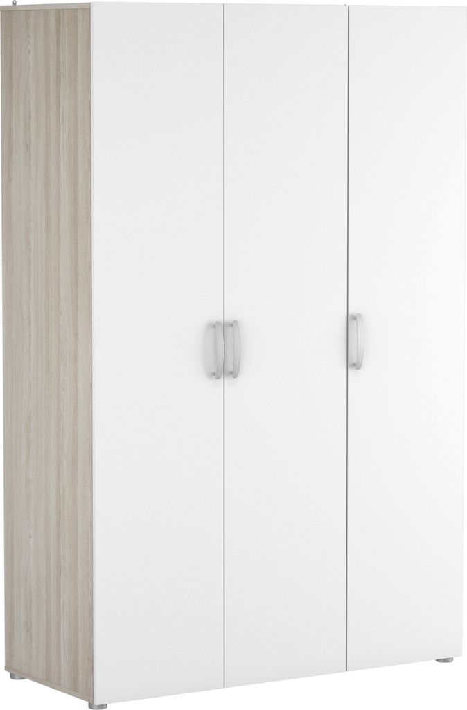 Kleiderschrank >Nano< in Shannon Eiche/perle weiss - 119x185x51 (BxHxT)