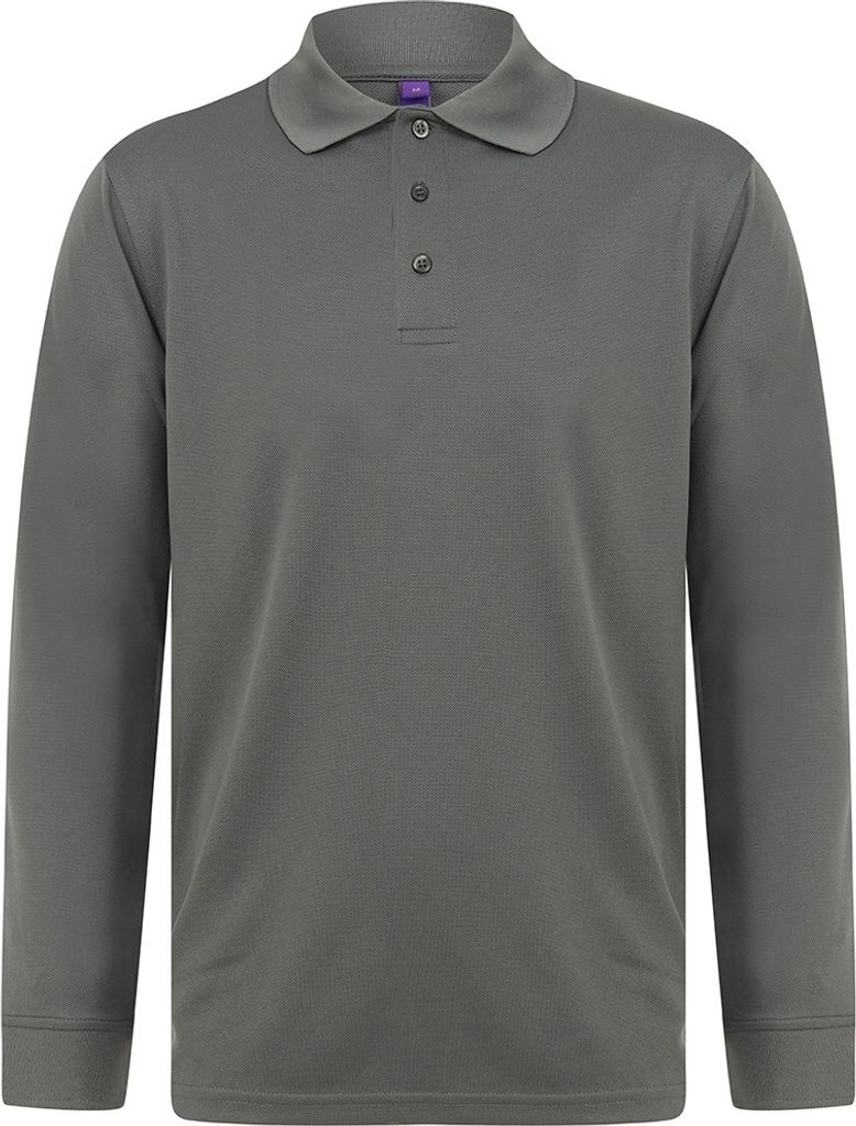 Henbury - Poloshirt für Herren/Damen Uni Langärmlig PC3836 (3XL) (Anthrazit)