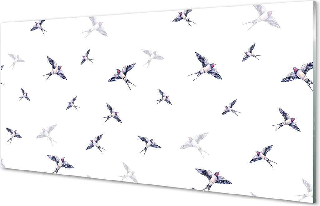 Glasbilder 140x70 Wandkunst Vögel mit Blumen