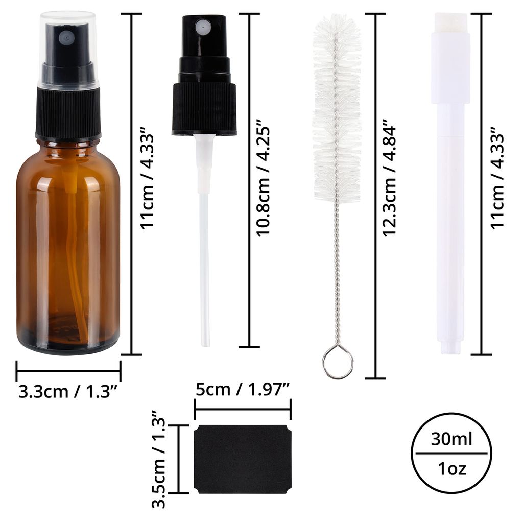 2 Sprühflaschen Aus Braunem Glas – 30 Ml, 360° Drehbar & Nachfüllbar