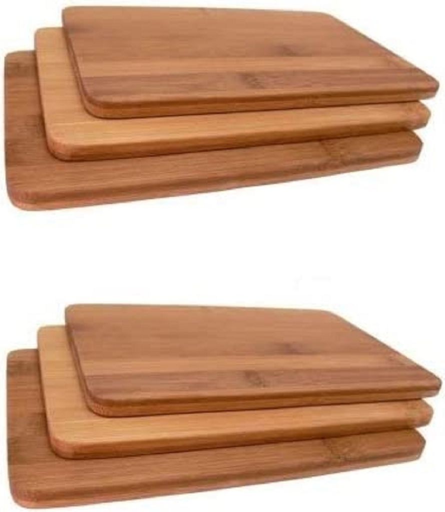 Neustanlo | Bambus Holz Vesperbrettchen | umweltfreundliches Design | vielseitig einsetzbar | set aus 6 Stück | ideal für Brotzeit und Snacks