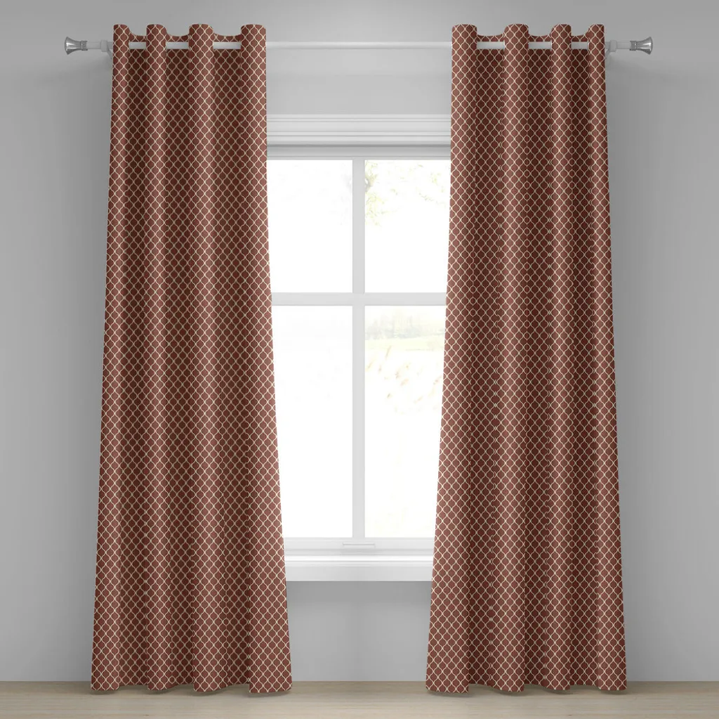 Rideau à œillets ABAKUHAUS chevrons 280x175 cm orange et brun sable