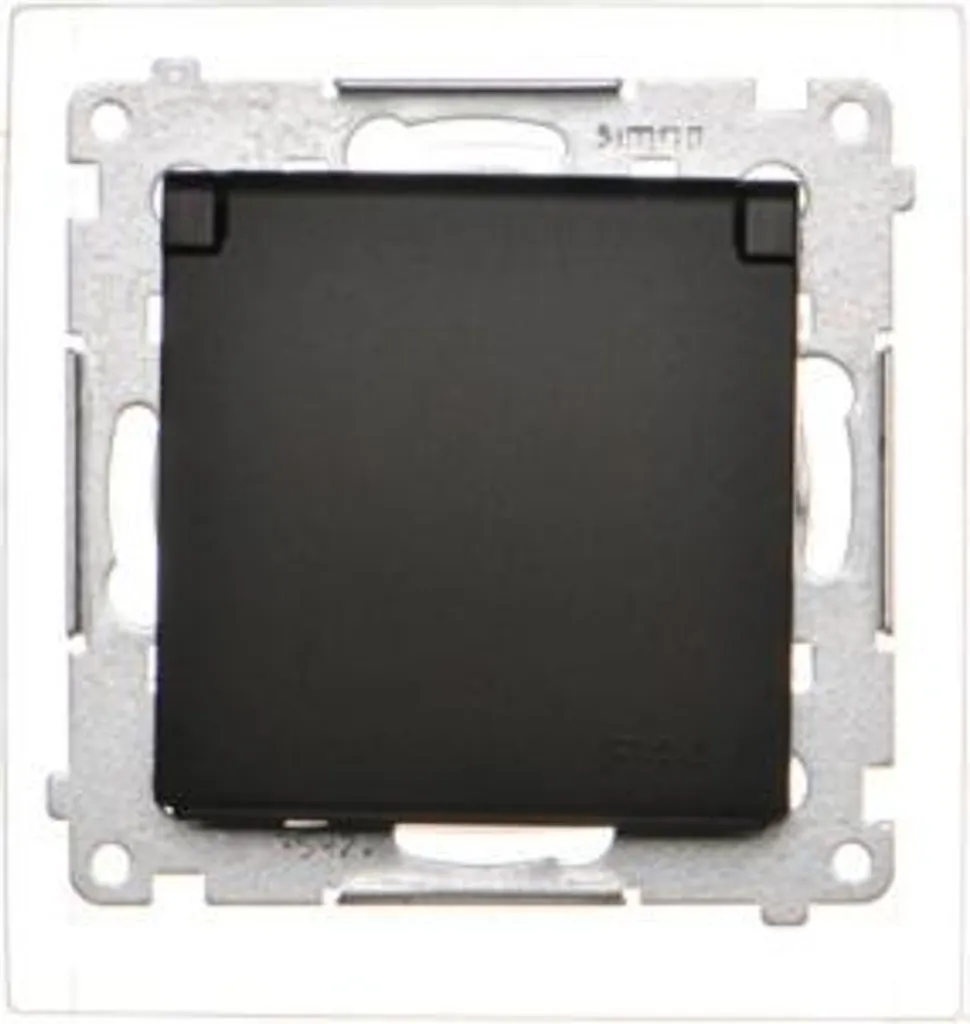 Prise simple IP44 Simon 54 noire DGZ1BZ.01/49 avec volets de protection