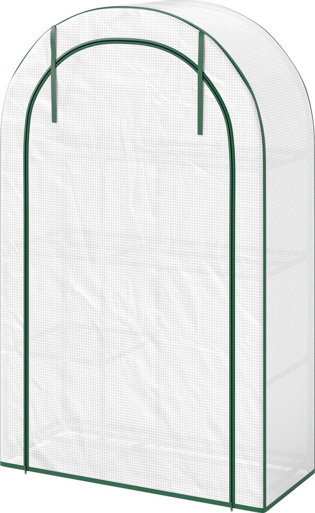 Mini-Gewächshaus, 4-stufiges Gewächshaus mit Kunststoff-Plane, tragbar, Rolltür, 100 x 45 x 160 cm, Weiß