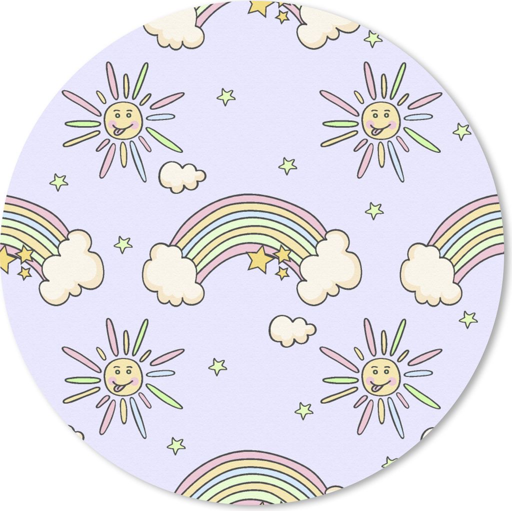 MuchoWow Mauspad Mousepad Mädchen - Regenbogen - Sonne - Muster - Mädchen - Kinder - Kinder - Kind 20x20 cm - Mousepads - Maus Mat - Pad - Maus...