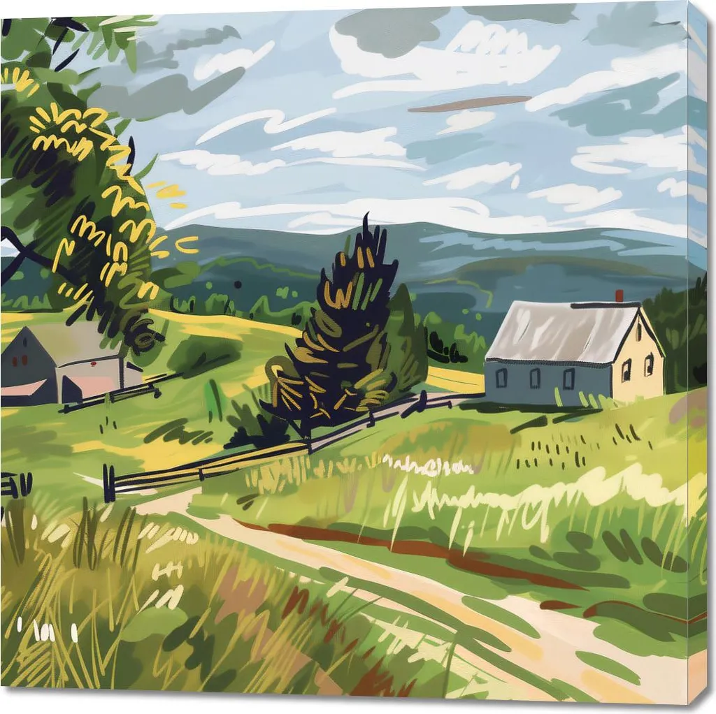 Quadro Moderno 100x100 Campagna Rigogliosa - Tradizione Italiana in Tela