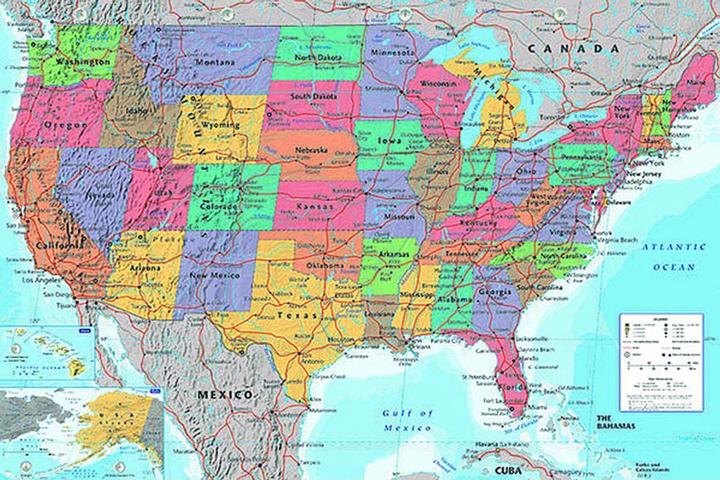 Plakat z mapą USA 91,5 x 61 cm Zdjęcie produktu 