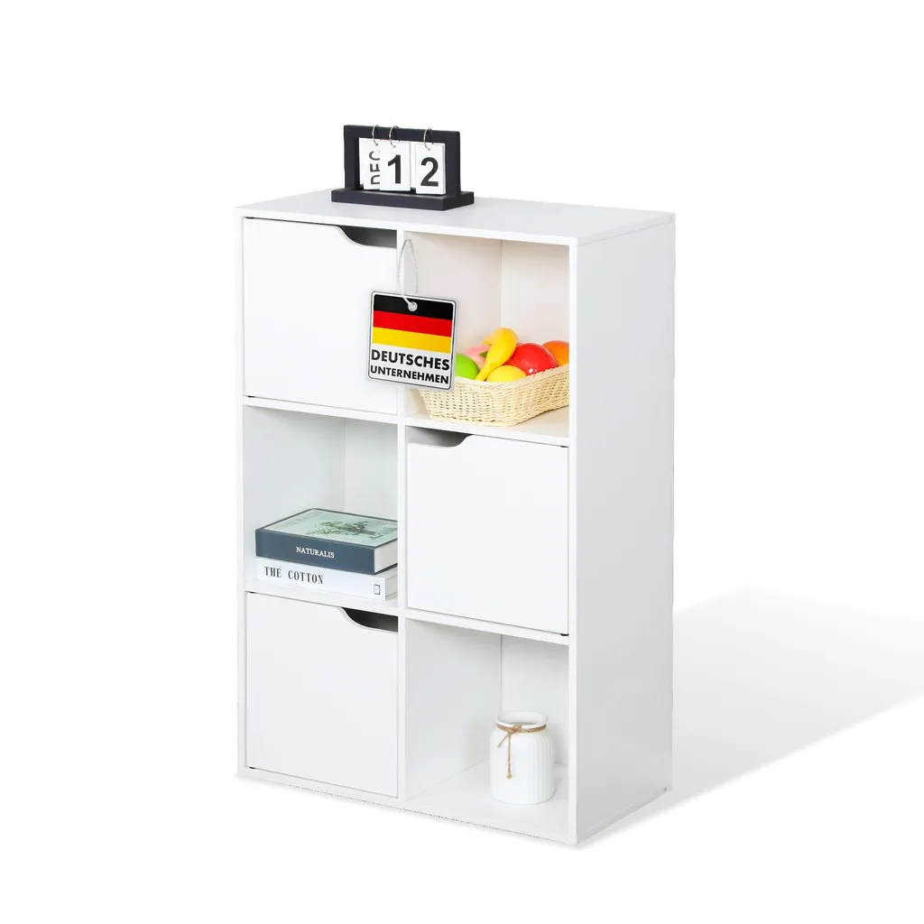 Bibliothèque blanche anti-basculement 6 cases en MDF - 59,6 cm de large