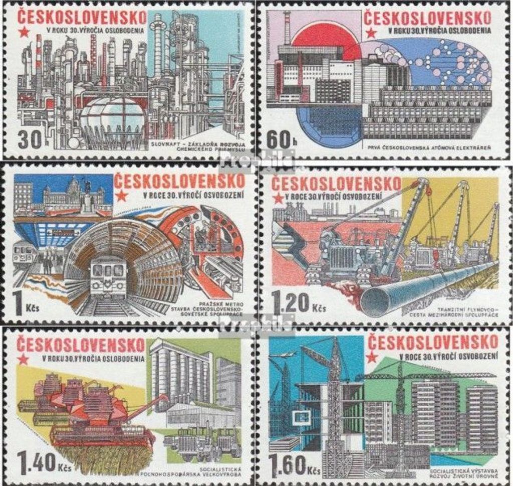 Briefmarken Tschechoslowakei 1975 Mi 2285-2290 (kompl.Ausg.) postfrisch Industrie
