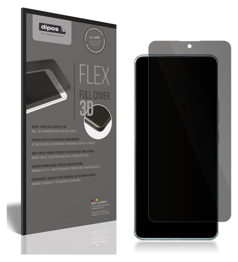 A product packaging for a screen protector and the screen protector itself on a phone.