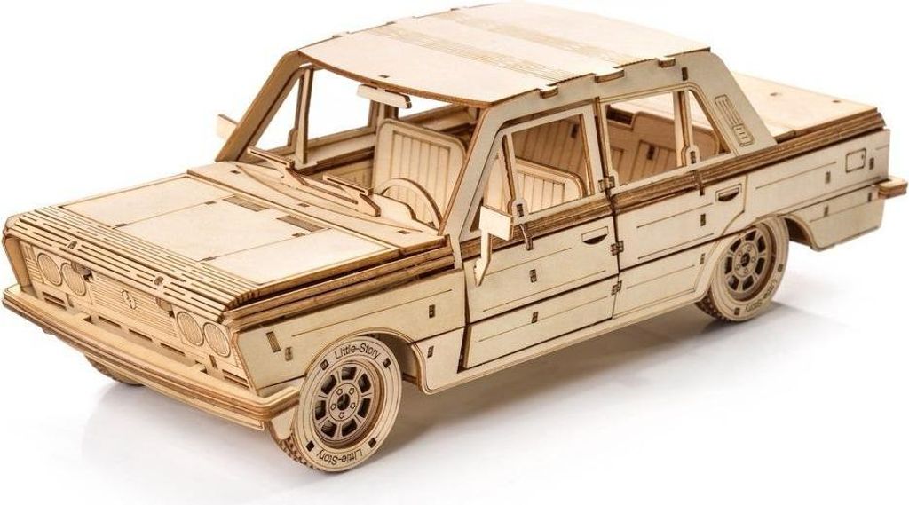 3D Holzpuzzle Fiat 125p Maßstab 1:16 Retro-Finish für Kinder, ohne Klebstoff