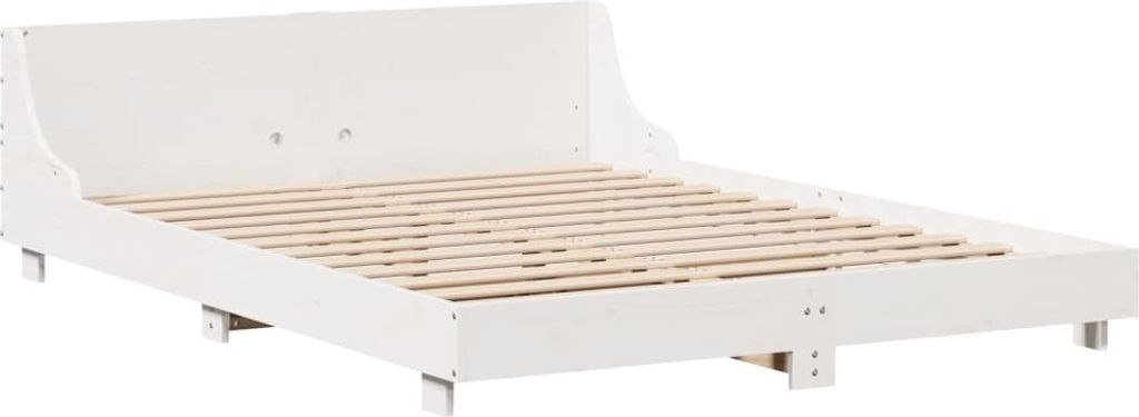Massivholzbett ohne Matratze Weiß 160x200 Kiefernholz