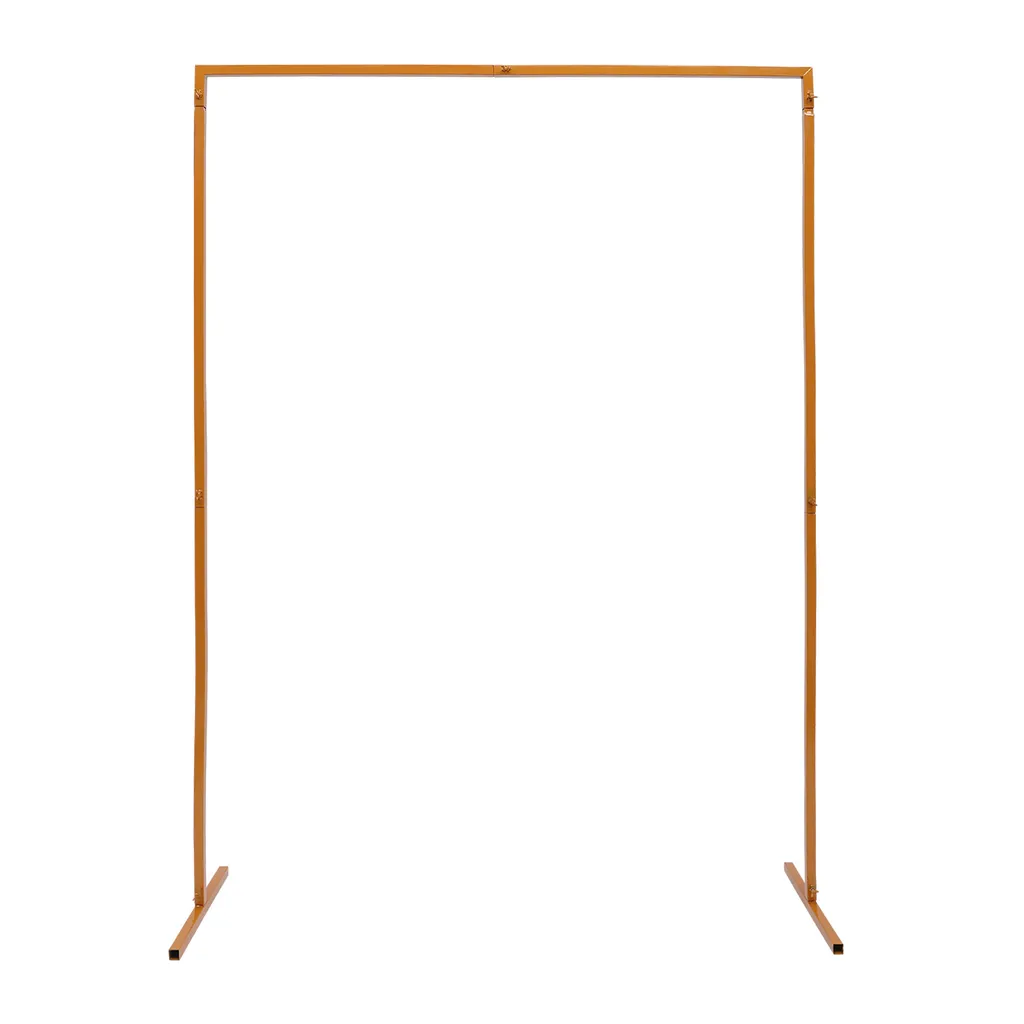 Arche de mariage rectangulaire en métal jaune 2x1,5m avec bases stables