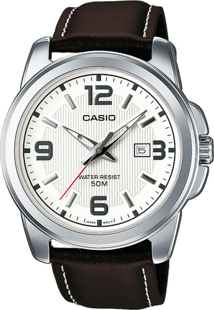 Casio Herrenuhr Armbanduhr Lederband braun MTP-1314PL-7AVEF
