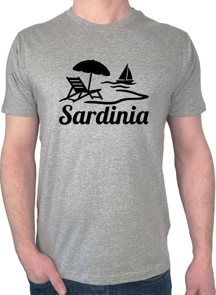 Huuraa Herren T-Shirt Sardinia Italien L Sport Grey Bio Baumwolle Fairtrade Herrenshirt Geschenkidee