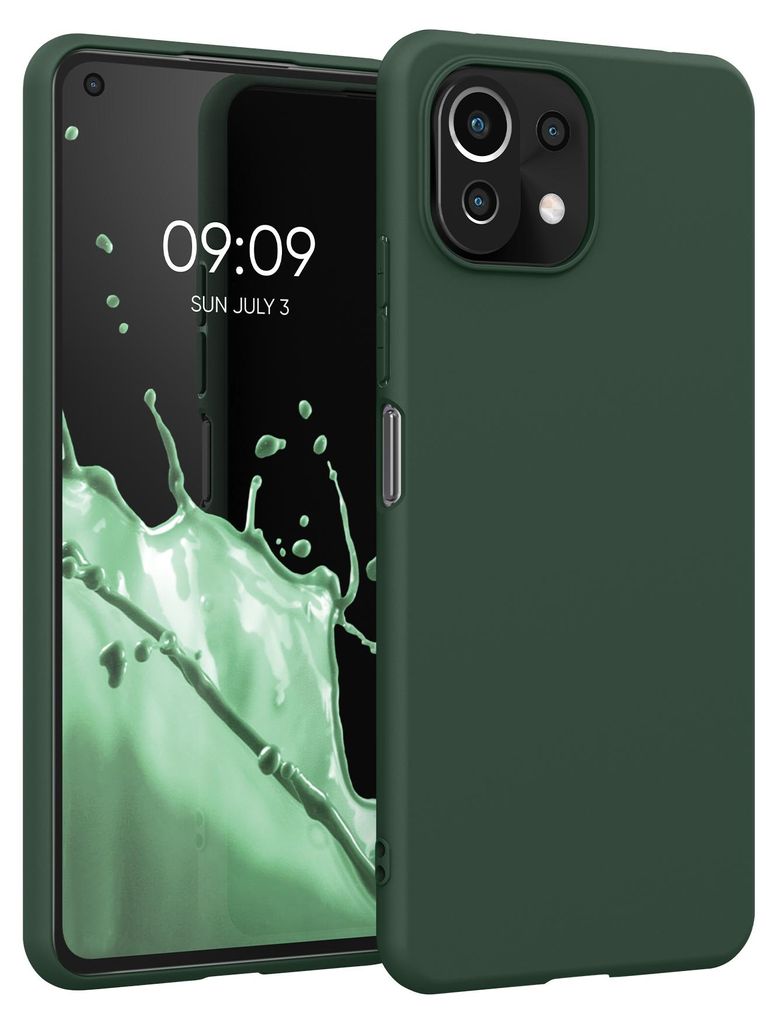 kwmobile Handyhülle für Xiaomi 11 Lite (5G) NE / Mi 11 Lite (5G) Hülle - TPU Case - Kabelloses Laden - Schutzhülle Cover in Moosgrün