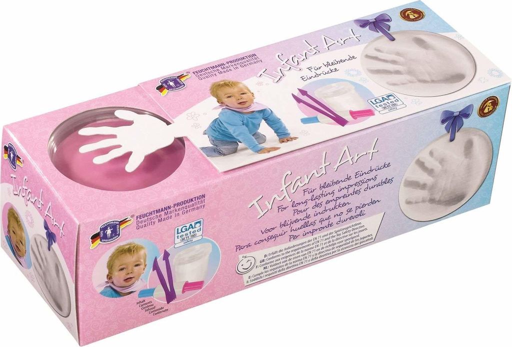 Feuchtmann Baby-Fußabdruck-Set Rosa, ungiftig, ab 6 Monate, inkl. 3 Werkzeuge
