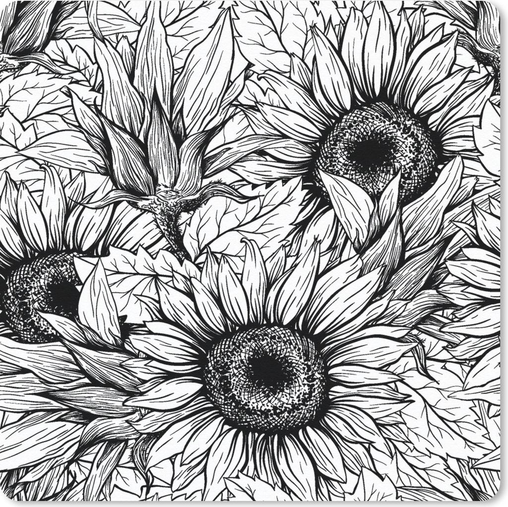 MuchoWow Mauspad Mousepad Blumen - Sonnenblume - Muster 20x20 cm - Mousepads - Maus Mat - Pad - Mausunterlage - Desk Mat - Bureauartikeln