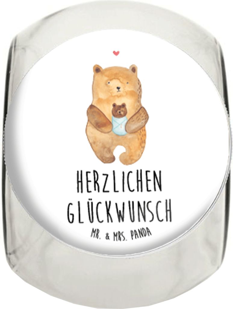 Mr. & Mrs. Panda Kaffeedose Bär Baby XL 2000ml - Weiß - Geschenk, Teddy, Dekoglas, Teedose, Nichte, Süßigkeiten Glas, Geburtstag, Eltern, Vorra...