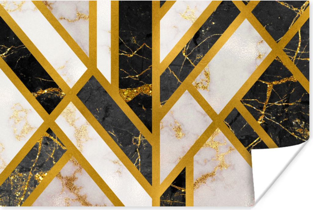 MuchoWow Poster Marmor - Gold - Muster 120x80 cm - Bilder